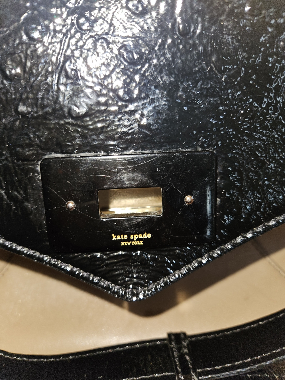 kate spade Two-Tone Black Patent and Beige Satchel - Picture 3 of 16
